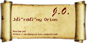 Járdány Orion névjegykártya